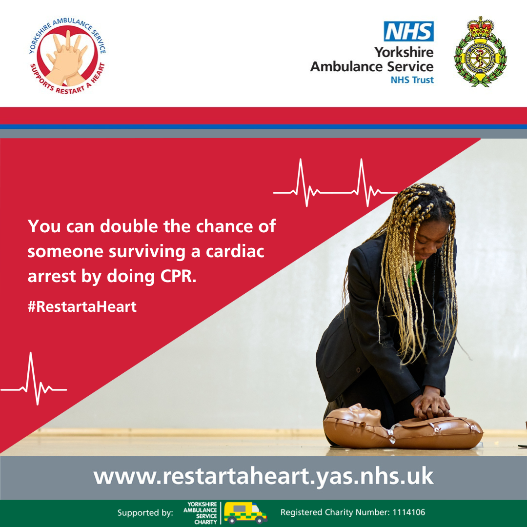 Double the chance of someone surviving a cardiac arrest by doing CPR